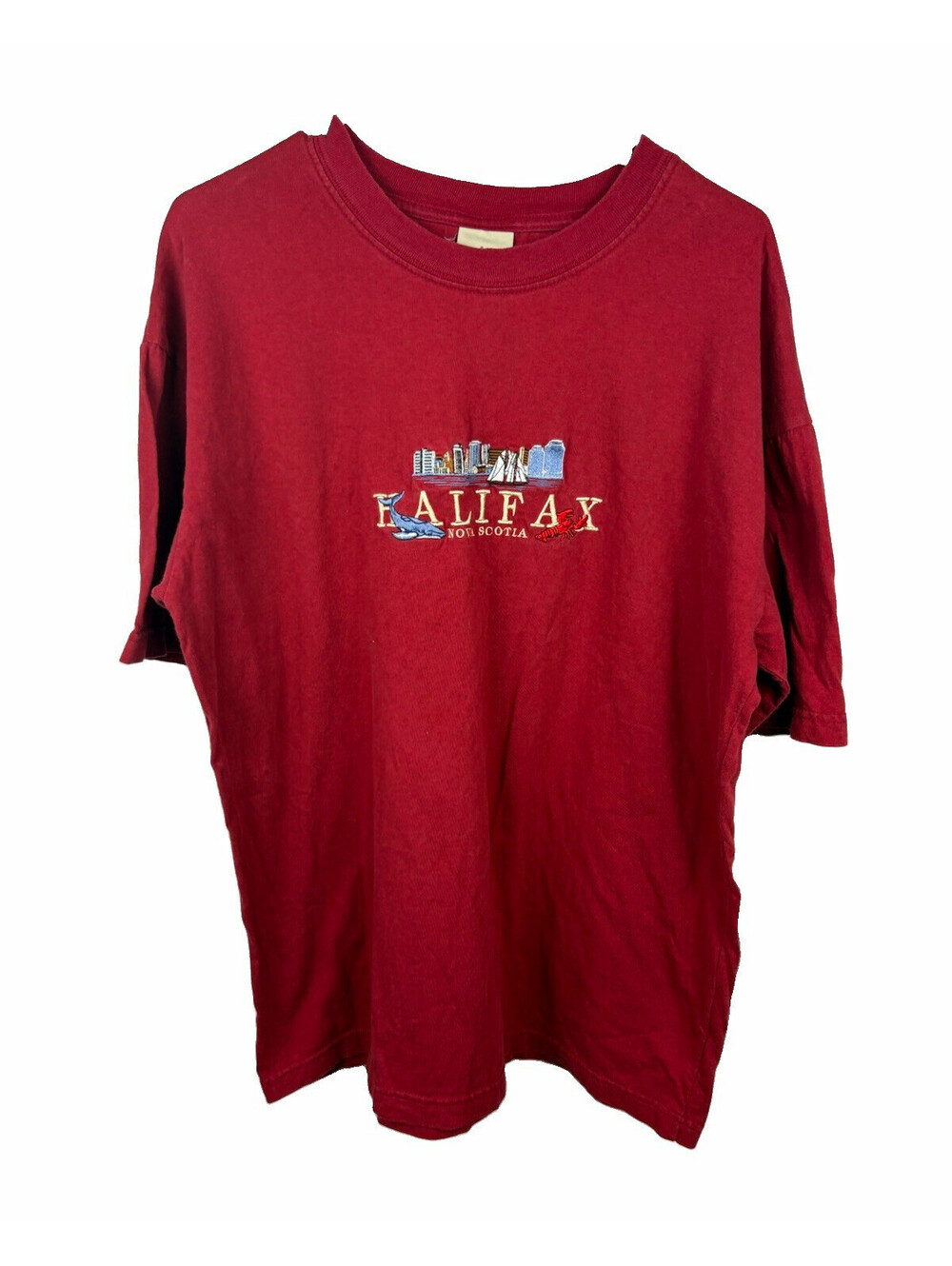 Vintage Attraction Halifax Nova Scotia Embroidered T-Shirt Men's XL Red